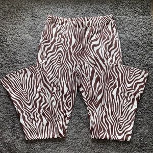 SHEIN Brown Zebra Print Stripe Leg Pants Size L